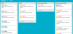 My self learning trello board